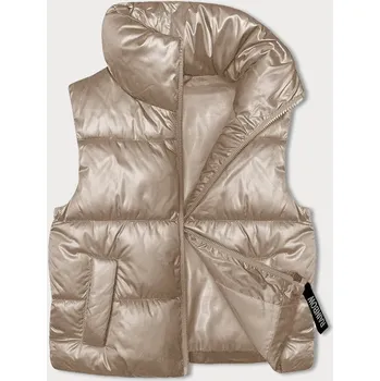 Dámská vesta Světle béžová krátká dámská vesta se stojáčkem (B8245-51) odstíny béžové XXL (44)