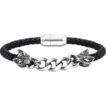 Šperk Pánský ocelový proplétaný náramek Wolf Černý 21cm Titan Jewerly 97k-cube