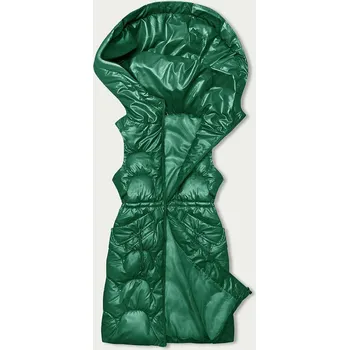 Dámská vesta Zelená péřová vesta s kapucí a stahujícími gumami - Zimní zázrak, odstíny zelené XXL (44) i392_22420-48