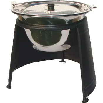 Kempingové nádobí Set závětří plamene 40, kotlík s poklicí nerezový 20 L 1,2 mm LUX (chránič plamene s nerezovým kotlíkem a poklicí na guláš)