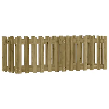 Vyvýšený záhon Vyvýšený záhon s plotovým designem z masivního borového dřeva 150 x 50 x 50 cm