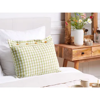 Dekorativní polštářek Polštář se vzorem šachovnice 60 x 40 cm olivově zeleno/bílý dekorativní moderní doplněk do obývacího pokoje ložnice Beliani