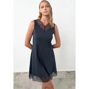 Dámské pyžamo Modrá Pohodlná Noční Košile s Krajkou - Lutecia, S i10_P66394_2:92_