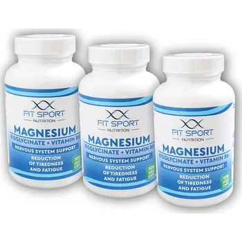 FitSport Nutrition 3x Magnesium Bisglycinate + Vitamin B6 120 vege caps - Hořčík
