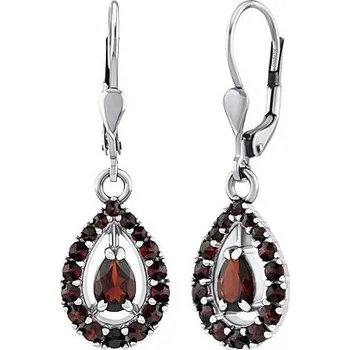 Náušnice Stříbrné náušnice visací Gabby s přírodními granáty JSW2046SGRKL