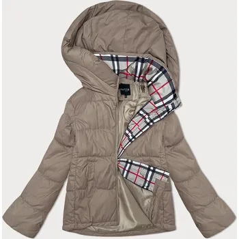 Volná béžová dámská bunda s kapucí Miss TiTi (2360) odstíny béžové L (40)