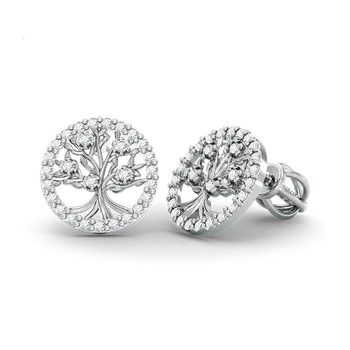 Náušnice SOLUNA VIDA zlaté DIAMANTOVÉ náušnice STROM ŽIVOTA bílé zlato na šroubek