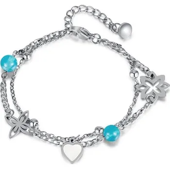 Náramek Dámský ocelový náramek s přívěšky Peggy Stříbrný Titan Jewerly 97k-cube