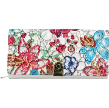 Dámská kožená peněženka bílá/květinová - Gregorio Avrillin barevná