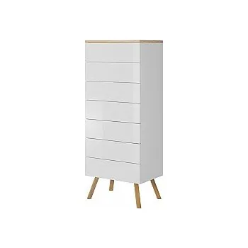 Komoda Komoda LIMA 50 - 7zásuvek wotan / bílá vysoký lesk