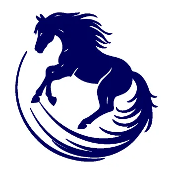 Samolepící dekorace SAMOLEPKA Kůň 107 levá v kruhu (23 - tmavě modrá) NA AUTO, NÁLEPKA, FÓLIE, POLEP, TUNING, VLASTNÍ TEXT, TISK, AUTOSAMOLEPKY.cz, POLEPY, OBRÁZEK, LOGO, SAMOLEPKY
