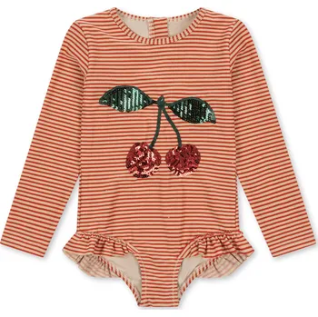 Dívčí plavky Jednodílné dívčí plavky s dlouhým rukávem Jade "Glitter Stripe" Konges Sløjd VELIKOST: 98/3 roky