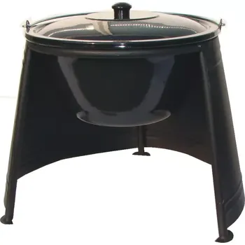 Kempingové nádobí Set závětří plamene 29, kotlík s poklicí smalt 8 L (chránič plamene se smaltovaným kotlíkem s poklicí na guláš)