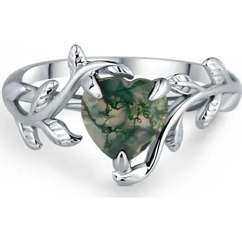 Prsten Olivie Stříbrný prsten MECHOVÝ ACHÁT 7373 Velikost prstenů: 9 (EU: 59-61) Ag 925; ≤2,1 g.