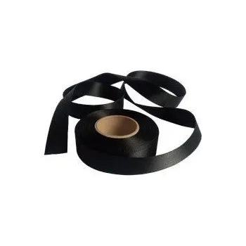 Stuha Saténová stuha černá, šířka 25mm, návin 200m