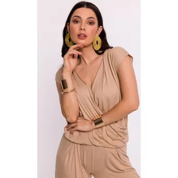 Dámské oblečení B288 Viskózový zavinovací top s výstřihem do V - cappuccino EU XXL