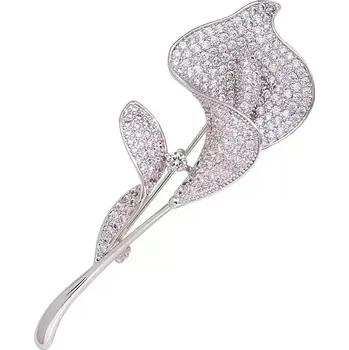 Brož B-TOP Brož Květ Kaly se zirkony Druh barvy: Stříbrná