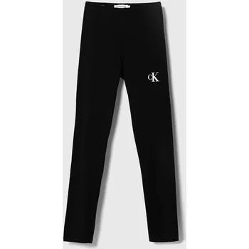 Dívčí legíny Dětské legíny Calvin Klein Jeans černá barva, hladké IG0IG02137.9BYX 99X, vel. 176
