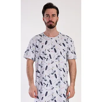 Pánské pyžamo Pánská noční košile s krátkým rukávem Surfing šedá M