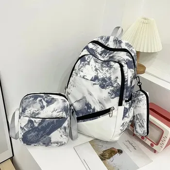 Dívčí školní batoh s pouzdrem a krabičkou na svačinu - šedá