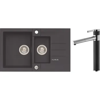Alveus Set Rock 70 Granitový dřez s vaničkou a odkapem 780x480 mm + baterie Zina 05, twilight, SETA466