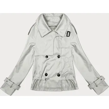 Světle béžová bunda s podšívkou a s klopami (1802#-12) odstíny béžové S (36)