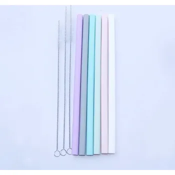 Silikonová brčka | rovná eko brčka s kartáčkem, 2 - 6 ks - 13