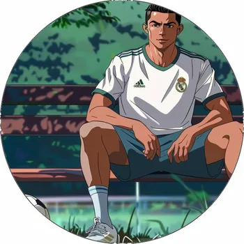 Jedlá dekorace na dort Jedlý papír Cristiano Ronaldo na lavičce animace 19,5 cm