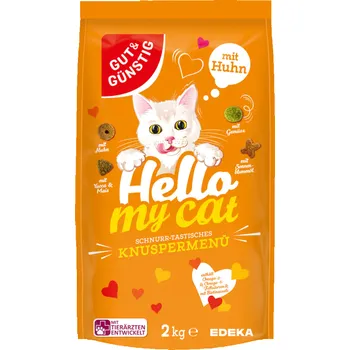 Krmivo pro kočku Gut & Gunstig Hello my cat granule pro kočky 2 kg Důbeží (Dovoz: Německo)