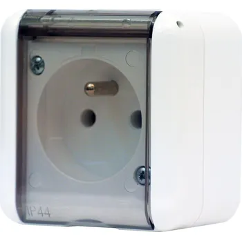 Elektrická zásuvka SCAME Zásuvka AQUALINE jednoduchá transparentní víčko, bílá IP44 134.22982.BT