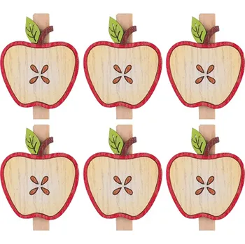 Vánoční dekorace Anděl Přerov, s.ro. Jablíčka dřevěná na kolíčku 3,5 cm, 6 ks