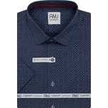 Pánská košile AMJ bavlněná, tmavě modrá s půlkruhy, VKSBR1376, krátký rukáv, slim fit, vel. 40