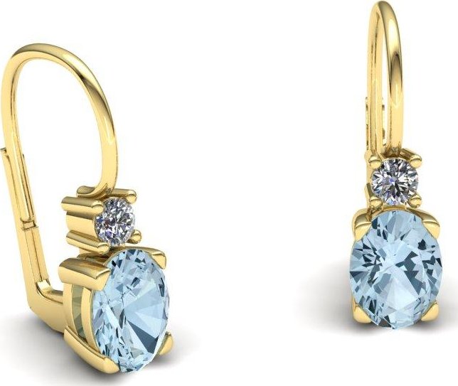 Náušnice s Akvamarínem a brilianty NK20012 Materiál: Žluté zlato 14kt