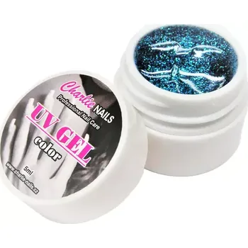 Charlie UV/LED gel 5ml - modrý glitter č.411