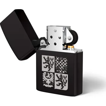 DRAGOWA benzínový zapalovač s gravírováním Český státní znak, černý