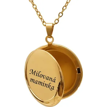 Přívěsek AE Ocelový přívěsek s řetízkem Medailonek otevírací Zlatá