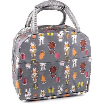 Termotaška skládací svačinová s kapsou 22x19 cm - 3 šedá králík