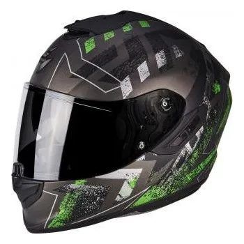 Helma na motorku Moto přilba SCORPION EXO-1400 AIR PICTA matná stříbrno/zelená XS