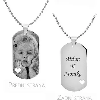 Přívěsek Chromovaný přívěsek s řetízkem Tag se srdíčkem