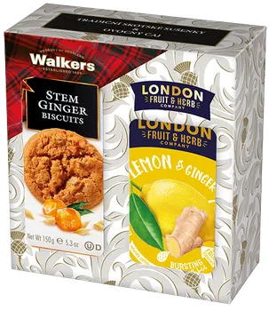 Čaj London Fruit & Herb Dárková sada Lemon & Ginger 20x 2 g + sušenky 150 g