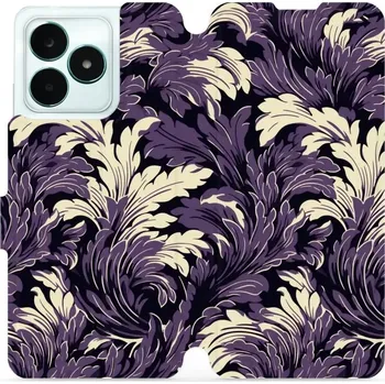 Pouzdro na mobilní telefon Flipové pouzdro Mobiwear - Realme C51 - VA46S Fialové rostliny (Knížkové flip pouzdro, obal, kryt na mobil Realme C51 - VA46S Fialové rostliny, materiál Umělá kůže + TPU - ochrana 360°, stojánek, silikonová vanička, magnetické zavírání)