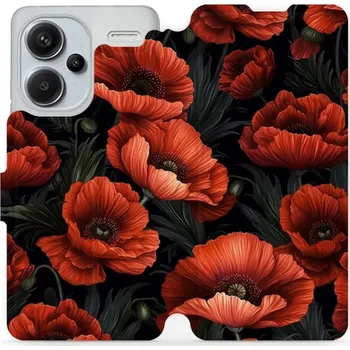 Pouzdro na mobilní telefon Flipové pouzdro Mobiwear - Xiaomi Redmi Note 13 Pro Plus 5G - VP45S Temné červené květy (Knížkové flip pouzdro, obal, kryt na mobil Xiaomi Redmi Note 13 Pro Plus 5G - VP45S Temné červené květy, materiál Umělá kůže + TPU - ochrana 360°, stojánek, silikonov
