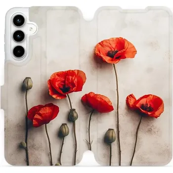 Pouzdro na mobilní telefon Flipové pouzdro Mobiwear - Samsung Galaxy A35 5G - VP42S Vlčí máky (Knížkové flip pouzdro, obal, kryt na mobil Samsung Galaxy A35 5G - VP42S Vlčí máky, materiál Umělá kůže + TPU - ochrana 360°, stojánek, silikonová vanička, magnetické zavírání)