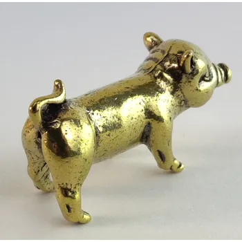 Prasátko pro štěstí - Mosazní - Malá roztomilá dekorace (Prasátko PEPA pro štěstí :-))