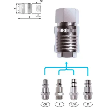 Příslušenství ke kompresoru GAV EUROLINE RYCHLOSPOJKA STL.VZDUCH 1/4" vnitřní závit