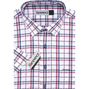 Pánská košile Pánská košile GREED sportovní, červeno-modro-bílé káro SK386, krátký rukáv, vel. 46