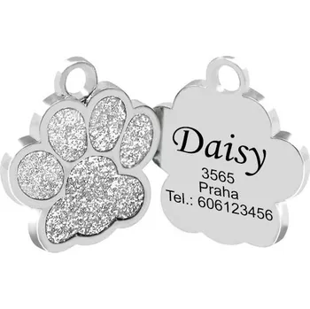 psí známka Psí známka - packa s glitry stříbrná