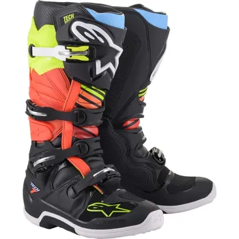 Moto obuv Boty TECH 7, ALPINESTARS (černá/žlutá fluo/červená fluo) 38