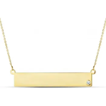 Řetízek Luxur, Řetízek Jamie s destičkou na rytinu, žluté zlato se zirkonem, délka: 45 cm, 3640510-0-45-1