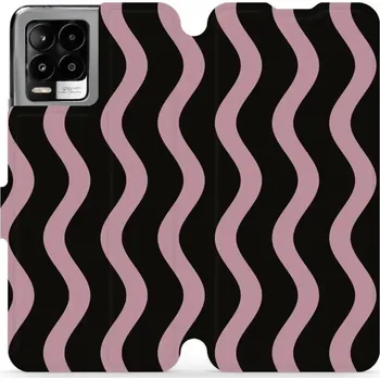 Pouzdro na mobilní telefon Flipové pouzdro Mobiwear - Realme 8 - VA54S Fialové vlnky (Knížkové flip pouzdro, obal, kryt na mobil Realme 8 - VA54S Fialové vlnky, materiál Umělá kůže + TPU - ochrana 360°, stojánek, silikonová vanička, magnetické zavírání)